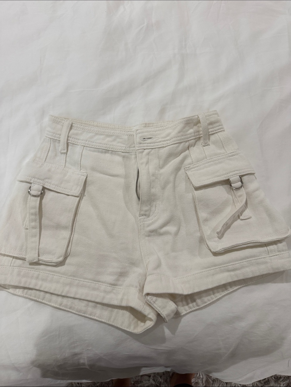 superdown Cream Cargo Pocket Shorts